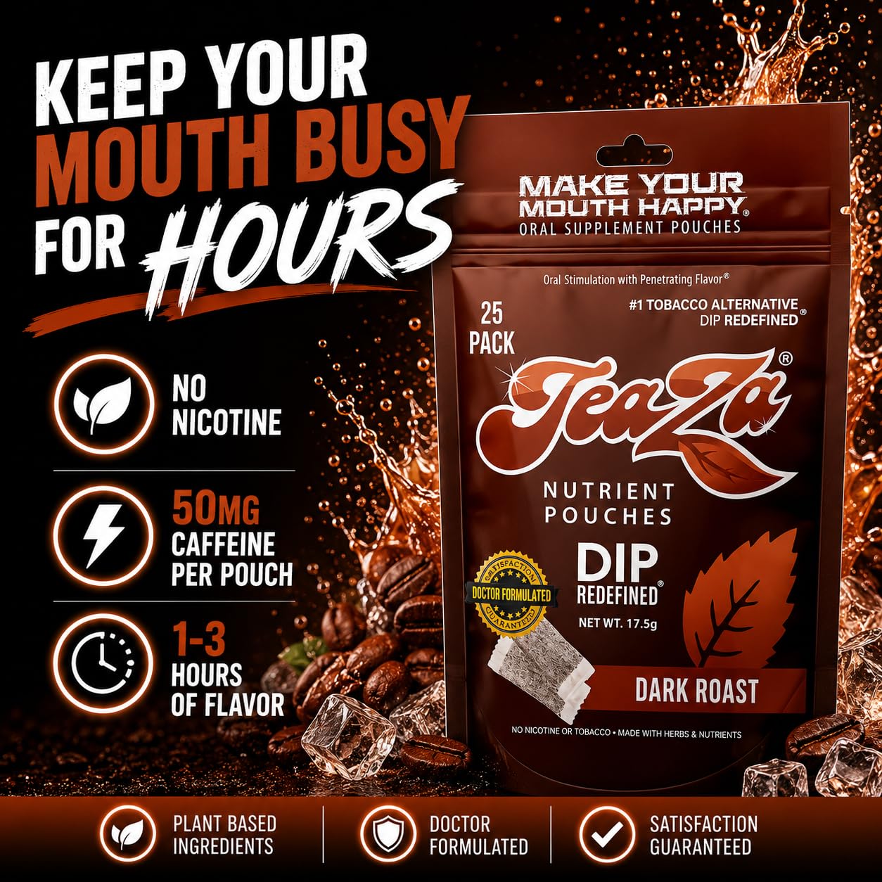 Amazon.com : TeaZa Energy - Tobacco-Free Pouches Nicotine-Free Dip